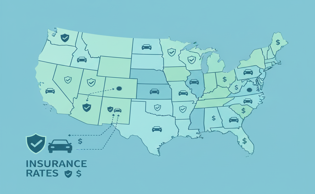 Map of US showing car insurance rates by state and tips to lower premiums in 2026