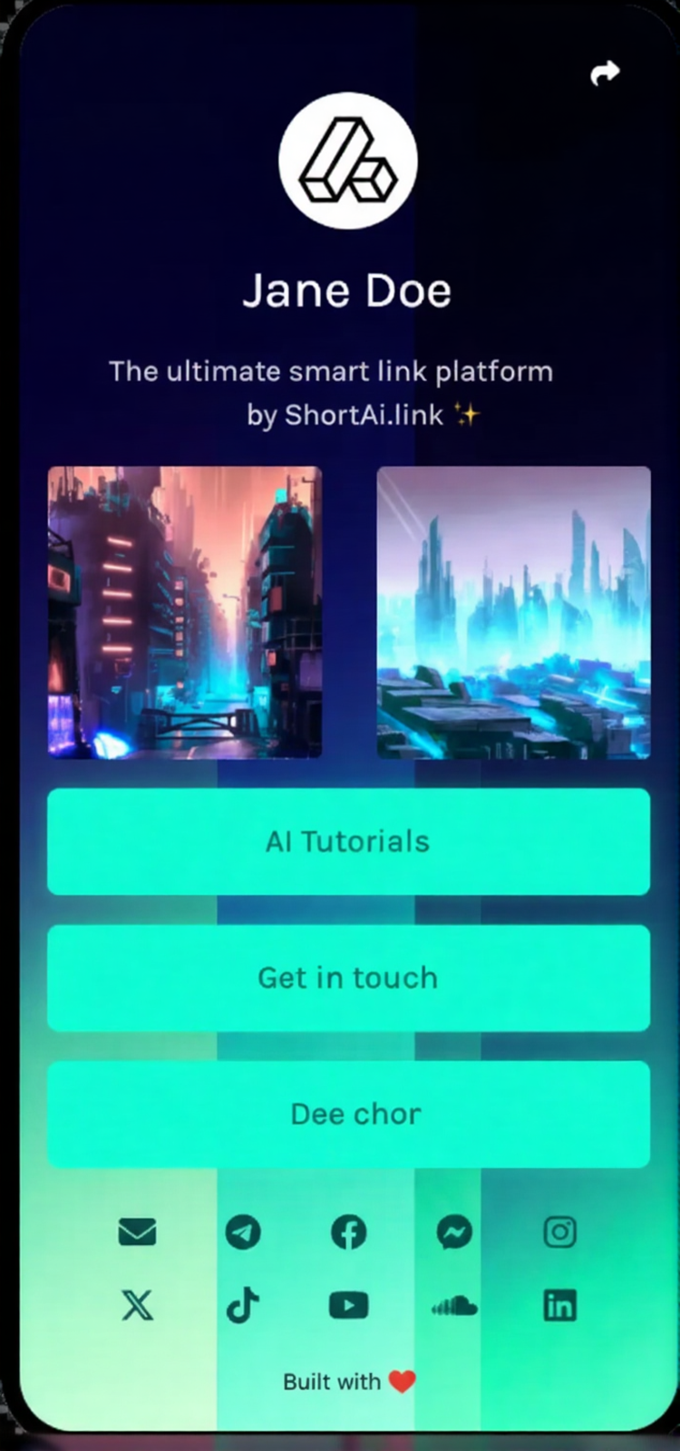 Screenshot of biolink page examples